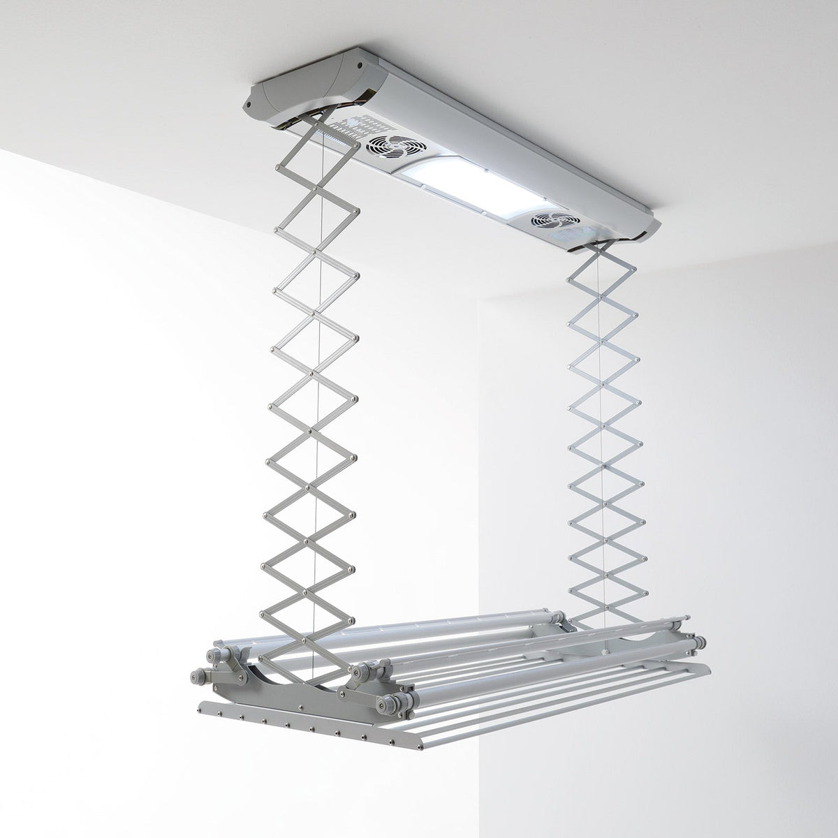 Stendibiancheria a soffitto, stendino a scomparsa verticale e saliscendi,  stendipanni richiudibile da interno ed esterno, Foxydry Mini 152x54x25 cm