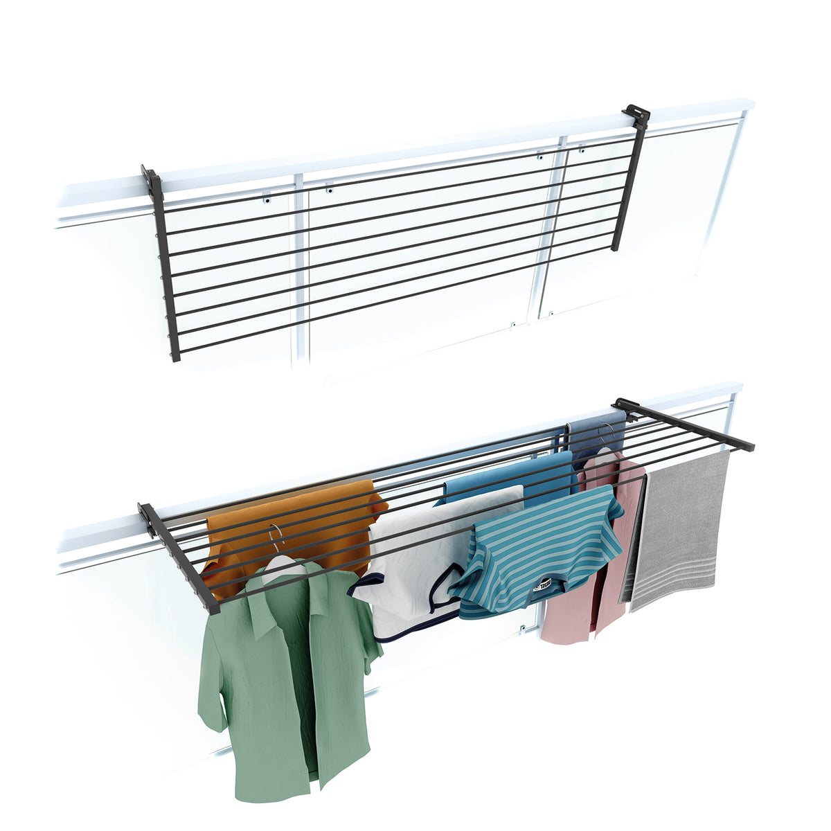 Balcony Clothes Drying Rack, Balcony Clothesline | Foxydry Duo