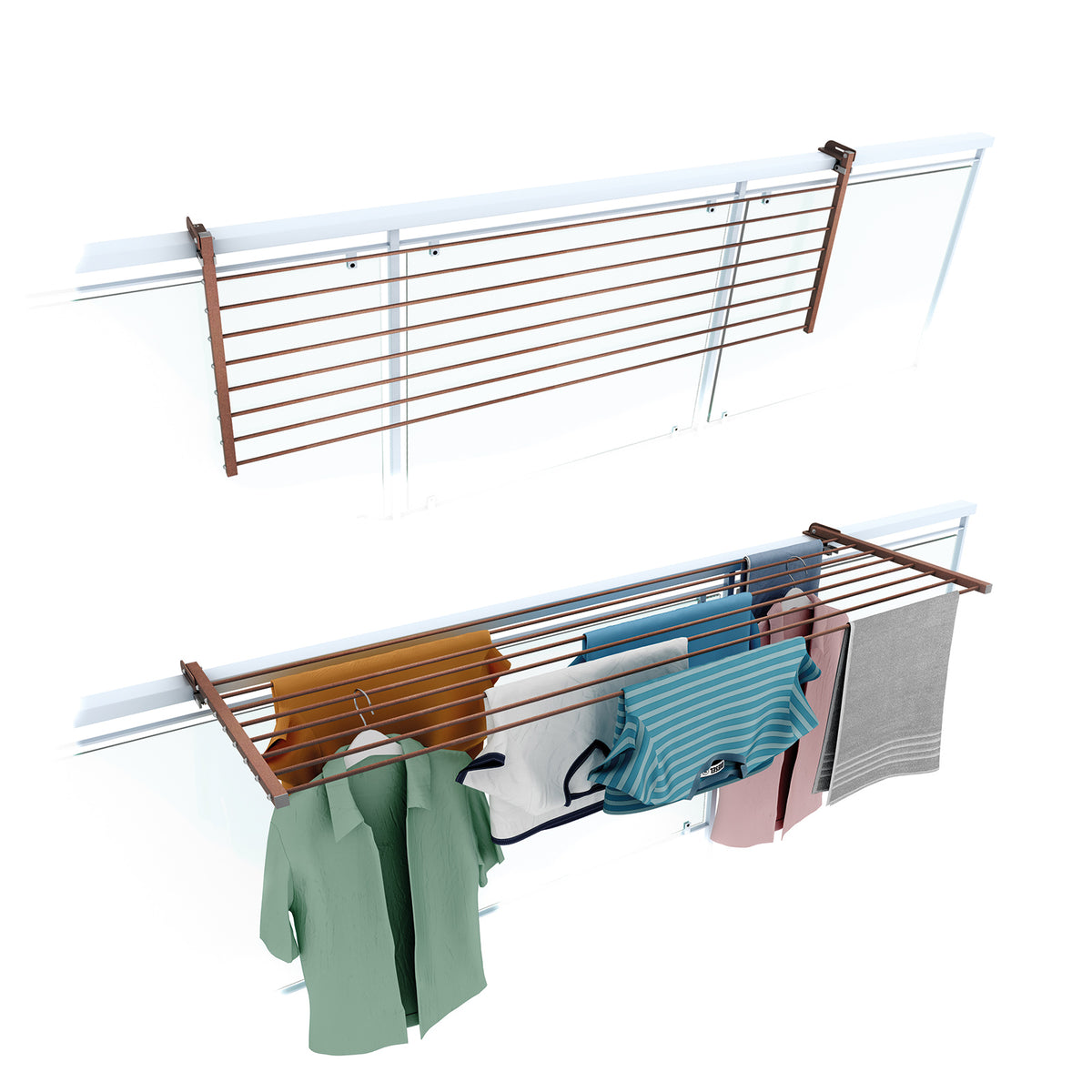 Balcony Clothes Drying Rack, Balcony Clothesline | Foxydry Duo