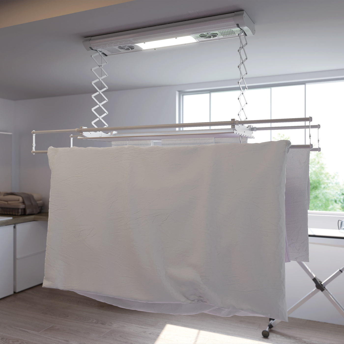 foxydry air ceiling drying rack for sheets