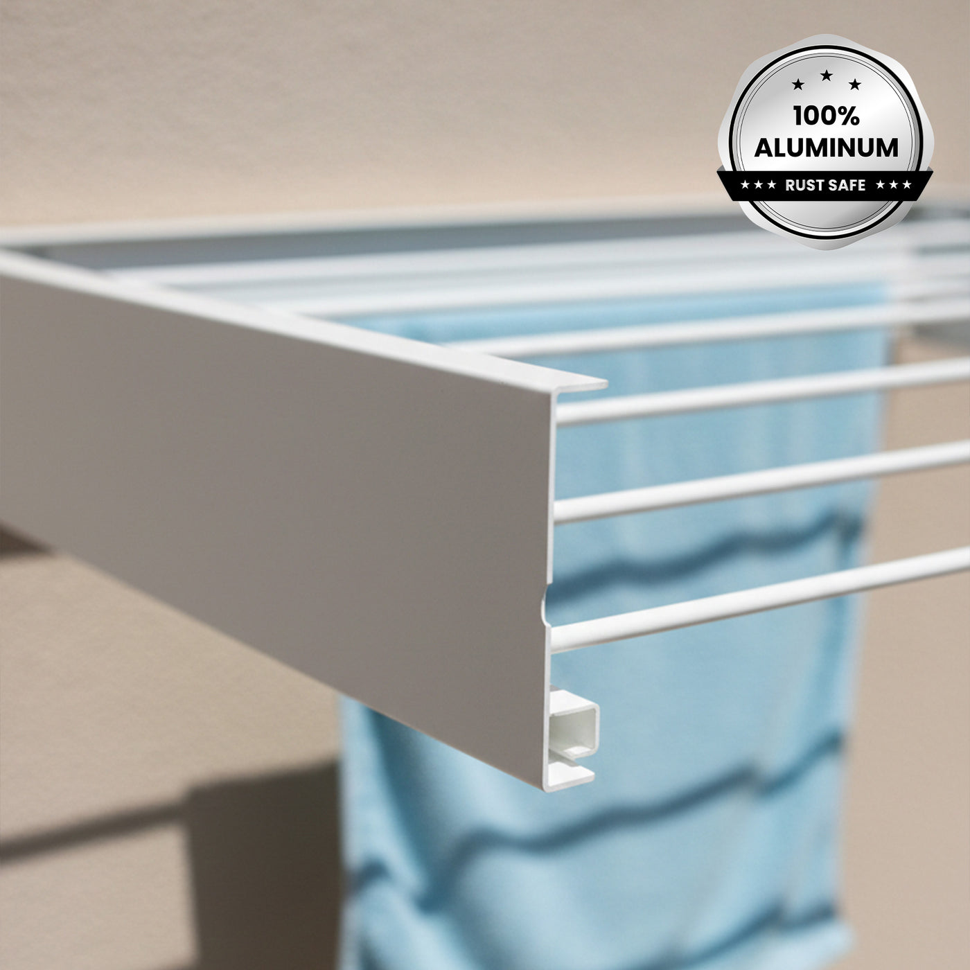 foxydry hide premium aluminium white wall mounted drying rack close up 01 v1