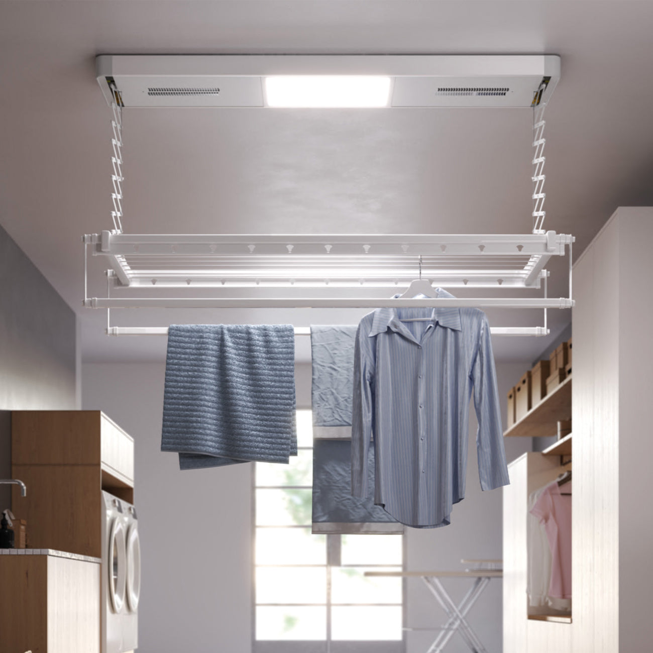 Fan Drying Rack Ceiling and Wall Space saving Drying Racks | Foxydry