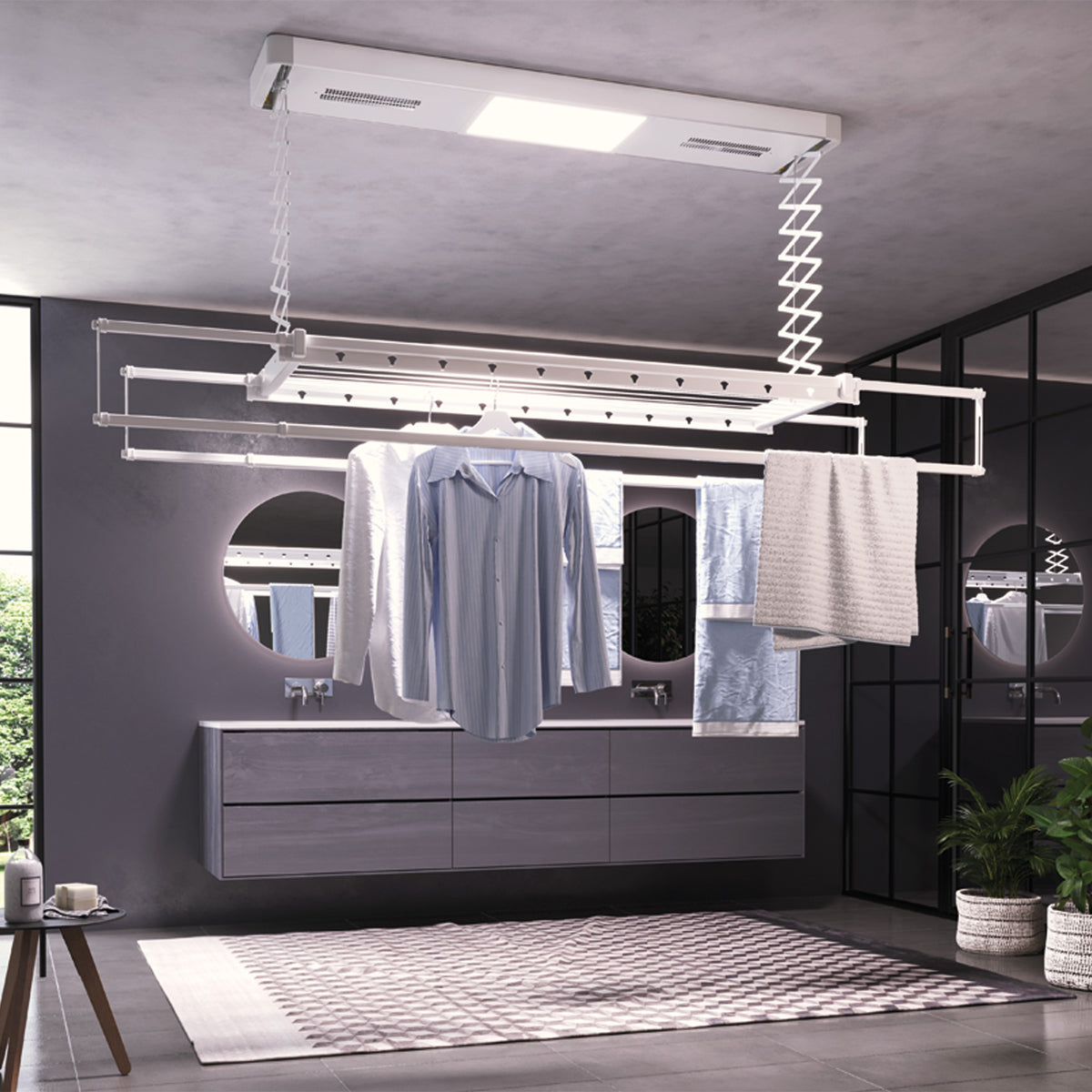 Heated Ceiling Mounted Clothes Drying Rack Foxydry Pro