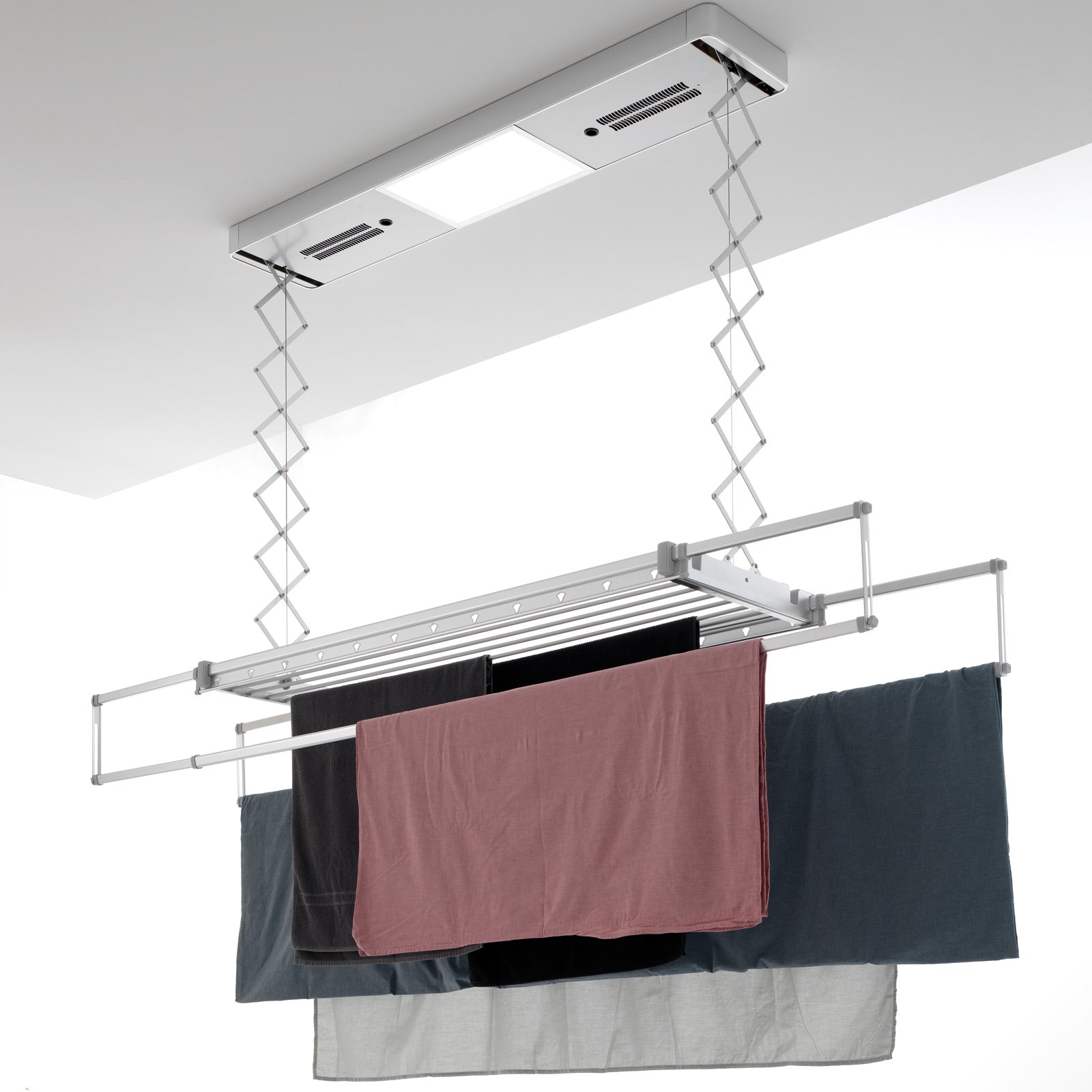 Heated Ceiling Mounted Clothes Drying Rack | Foxydry Pro